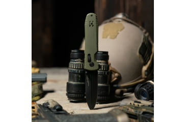Image of SOG Specialty Knives &amp; Tools Pentagon XR Automatic Folding Knife, 3.63in, CTS-XHP Stainless, Spear Point Blade, Black Oxide, OD Green G10 Handle, 12-61-02-57