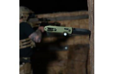 Image of SOG Specialty Knives &amp; Tools Pentagon XR Automatic Folding Knife, 3.63in, CTS-XHP Stainless, Spear Point Blade, Black Oxide, OD Green G10 Handle, 12-61-02-57