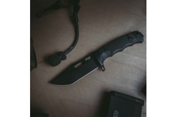 Image of SOG Specialty Knives &amp; Tools SEAL FX Tanto Fixed Blade Knife, 4.3in, CPM S35VN Blade, Tanto, Black, 30% GRN Handle, SOG-17-21-02-57