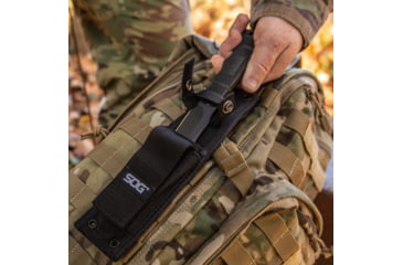 Image of SOG Specialty Knives &amp; Tools SEAL Pup Elite Nylon Sheath Fixed Blade Knife, 9.5in, AUS-8 Blade, Clip Point, Black, Glass-Reinforced Nylon Handle, Black/Black, SOG-E37SN-CP