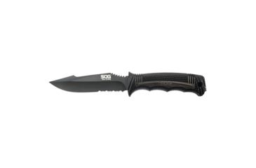 Image of SOG Specialty Knives &amp; Tools Seal Strike Knive, 4.9in AUS-8 Steel Partially Serrated Blade, Glass Reinforced Nylon And Stainless Steel Handle, Black Tini, SS1003