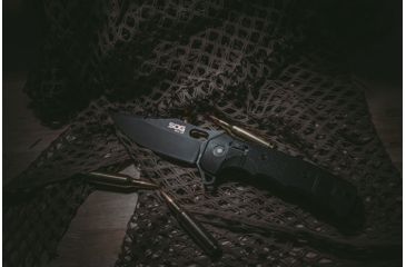 Image of SOG Specialty Knives &amp; Tools SEAL XR Flipper 3.9in Folding Knife,TiNi S35VN Clip Point Blade, Black, 12-21-01-57