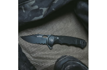 Image of SOG Specialty Knives &amp; Tools Seal XR Folding Knife, 3.9in, Partially Serrated Edge, S35VN Steel, Clip Point, Black, GRN Handle, SOG-12-21-05-57