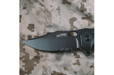 Image of SOG Specialty Knives &amp; Tools Seal XR Folding Knife, 3.9in, Partially Serrated Edge, S35VN Steel, Clip Point, Black, GRN Handle, SOG-12-21-05-57