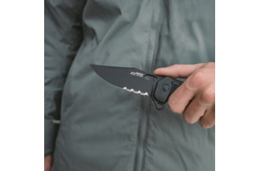 Image of SOG Specialty Knives &amp; Tools Seal XR Folding Knife, 3.9in, Partially Serrated Edge, S35VN Steel, Clip Point, Black, GRN Handle, SOG-12-21-05-57