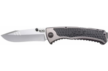 Image of SOG Specialty Knives &amp; Tools Sideswipe Folding Knife, 7Cr15 Blade, Clip Point, Grey Anodized, Aluminum Handle, Silver, SOG-SW1011-CP