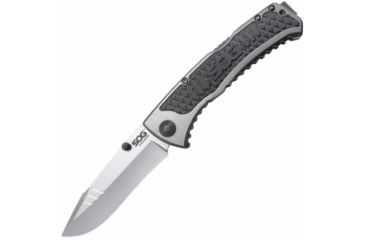 Image of SOG Specialty Knives &amp; Tools Sideswipe Folding Knife, 7Cr15 Blade, Clip Point, Grey Anodized, Aluminum Handle, Silver, SOG-SW1011-CP