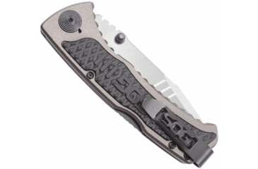 Image of SOG Specialty Knives &amp; Tools Sideswipe Folding Knife, 7Cr15 Blade, Clip Point, Grey Anodized, Aluminum Handle, Silver, SOG-SW1011-CP
