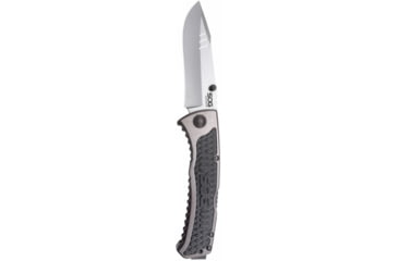 Image of SOG Specialty Knives &amp; Tools Sideswipe Folding Knife, 7Cr15 Blade, Clip Point, Grey Anodized, Aluminum Handle, Silver, SOG-SW1011-CP