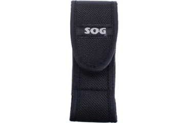 Image of SOG Specialty Knives &amp; Tools Small Sheath w/Clip, For Pocket Powerplier, Paratool, Bi-Polar And Similar Small Folding Knife Up To 4in Closed, Black Nylon Construction With Kydex Belt Clip, P60