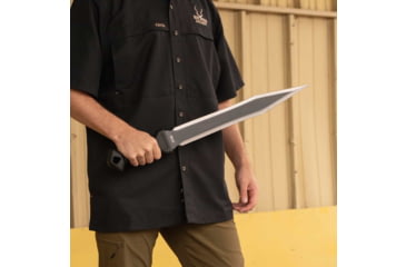 Image of SOG Specialty Knives &amp; Tools Phantom Strike Machete Fixed Blade Knife 17.6inch Spear Point 420 Black Blade Glass Reinforced Nylon Grn Handle Black