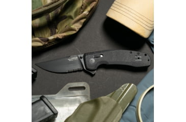 Image of Sog Specialty Knives &amp; Tools Sog Knife Sog-tac Au Black 3.43 Pln Edge Tanto Black