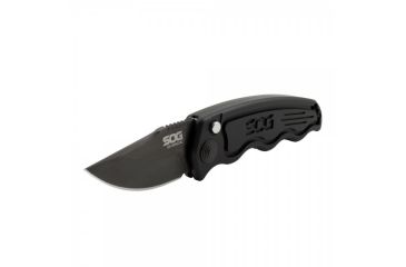 Image of SOG Specialty Knives &amp; Tools SOG-TAC California Special TiNi Folding Knife, 1.9 in AUS-8 Blade, Black, 3.9-inch Hard-Anodized Aluminum Handle ST-14
