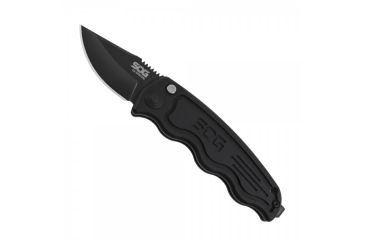 Image of SOG Specialty Knives &amp; Tools SOG-TAC California Special TiNi Folding Knife, 1.9 in AUS-8 Blade, Black, 3.9-inch Hard-Anodized Aluminum Handle ST-14