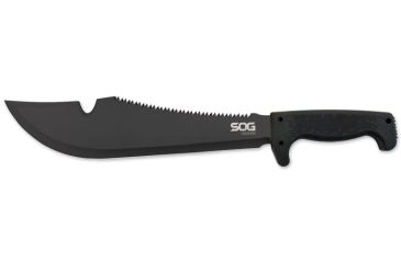 Image of SOG Specialty Knives &amp; Tools SOGfari Cutlass Straight-Saw Edge Fixed 12.88 in. Steel Clip Point Blade Machete, Black Finish MC12-N
