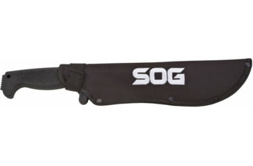 Image of SOG Specialty Knives &amp; Tools SOGFari Machete Fixed Blade Knife, 10in, 3Cr13 Blade, Tanto, Black, Kraton Handle, Black, SOG-MC04-N