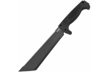 Image of SOG Specialty Knives &amp; Tools SOGFari Machete Fixed Blade Knife, 10in, 3Cr13 Blade, Tanto, Black, Kraton Handle, Black, SOG-MC04-N