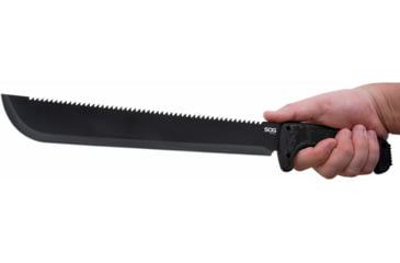 Image of SOG Specialty Knives &amp; Tools SOGFari Machete Fixed Blade Knife, 13in, 3Cr13 Blade, Machete, Black, Kraton Handle, Black/Black, SOG-MC01-N