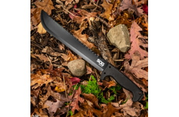 Image of SOG Specialty Knives &amp; Tools SOGFari Machete Fixed Blade Knife, 13in, 3Cr13 Blade, Machete, Black, Kraton Handle, Black/Black, SOG-MC01-N