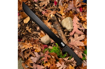 Image of SOG Specialty Knives &amp; Tools SOGFari Machete Fixed Blade Knife, 18in, 3Cr13 Blade, Machete, Black, Kraton Handle, Black/Black, SOG-MC02-N