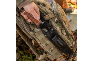 Image of SOG Specialty Knives &amp; Tools Super SOG Bowie Fixed Blade Knife, 7.5in, AUS-8 Blade, Clip Point, Brown, Leather Washers Handle, Black, SOG-SB1T-L