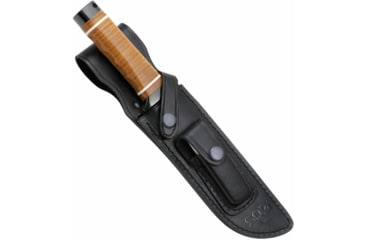 Image of SOG Specialty Knives &amp; Tools Super SOG Bowie Fixed Blade Knife, 7.5in, AUS-8 Blade, Clip Point, Brown, Leather Washers Handle, Black, SOG-SB1T-L