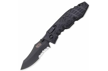 Image of SOG Specialty Knives &amp; Tools Toothlock Folding Knife, 3.1in, Black Handle, Black TiNi ComboEdge w/Clip, Clam, SOGTK-04