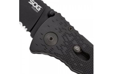 Image of SOG Specialty Knives &amp; Tools Trident 1/2 Serrated TiNi Automatic Folding Knife, 0.13in AUS-8 Blade Steel, Overall length 8.5in, Black, Glass-Reinforced Nylon Handle TF1-BX