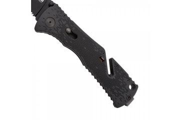 Image of SOG Specialty Knives &amp; Tools Trident 1/2 Serrated TiNi Automatic Folding Knife, 0.13in AUS-8 Blade Steel, Overall length 8.5in, Black, Glass-Reinforced Nylon Handle TF1-BX