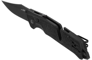 Image of SOG Specialty Knives &amp; Tools Trident At Blackout Automatic Folding Knife, 3.75in, D2 Tool Steel, Clip Point Blade, Black Oxide, Black Textured GRN Handle, SOG-11-12-05-57