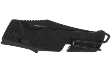 Image of SOG Specialty Knives &amp; Tools Trident At Blackout Automatic Folding Knife, 3.75in, D2 Tool Steel, Clip Point Blade, Black Oxide, Black Textured GRN Handle, SOG-11-12-05-57