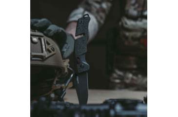 Image of SOG Specialty Knives &amp; Tools Trident At Blackout Automatic Folding Knife, 3.75in, D2 Tool Steel, Clip Point Blade, Black Oxide, Black Textured GRN Handle, SOG-11-12-05-57