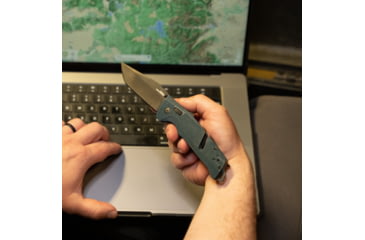 Image of SOG Specialty Knives &amp; Tools Trident AT Folding Knives, 3.7in, CRYO D2, Plain Tanto Blade, Uniform Blue GRN Handle, 11-12-09-41