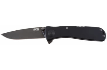 Image of SOG Specialty Knives &amp; Tools Twitch II Folding Knife, 2.65in, AUS-8 Blade, Drop Point, Black, Anodized Aluminum 6061-T6 Handle, Black, SOG-TWI12-CP