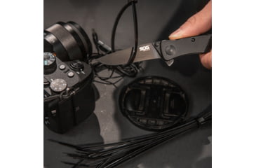 Image of SOG Specialty Knives &amp; Tools Twitch II Folding Knife, 2.65in, AUS-8 Blade, Drop Point, Black, Anodized Aluminum 6061-T6 Handle, Black, SOG-TWI12-CP