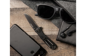 Image of SOG Specialty Knives &amp; Tools Twitch II Folding Knife, 2.65in, AUS-8 Blade, Drop Point, Black, Anodized Aluminum 6061-T6 Handle, Black, SOG-TWI12-CP