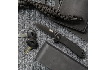 Image of SOG Specialty Knives &amp; Tools Twitch II Folding Knife, 2.65in, AUS-8 Blade, Drop Point, Black, Anodized Aluminum 6061-T6 Handle, Black, SOG-TWI12-CP