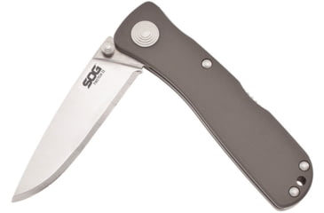 Image of SOG Specialty Knives &amp; Tools Twitch II Folding Knife, 2.65in, AUS-8 Blade, Drop Point, Grey, Anodized Aluminum 6061-T6 Handle, Tan, SOG-TWI8-CP
