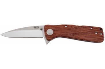 Image of SOG Specialty Knives &amp; Tools Twitch XL Folding Knife, 3.25in, AUS-8 Blade, Drop Point, Brown, Rosewood Handle, Silver, SOG-TWI24-CP