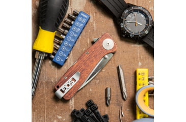 Image of SOG Specialty Knives &amp; Tools Twitch XL Folding Knife, 3.25in, AUS-8 Blade, Drop Point, Brown, Rosewood Handle, Silver, SOG-TWI24-CP