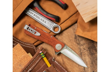 Image of SOG Specialty Knives &amp; Tools Twitch XL Folding Knife, 3.25in, AUS-8 Blade, Drop Point, Brown, Rosewood Handle, Silver, SOG-TWI24-CP