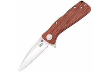 Image of SOG Specialty Knives &amp; Tools Twitch XL Folding Knife, 3.25in, AUS-8 Blade, Drop Point, Brown, Rosewood Handle, Silver, SOG-TWI24-CP