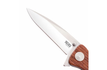Image of SOG Specialty Knives &amp; Tools Twitch XL Folding Knife, 3.25in, AUS-8 Blade, Drop Point, Brown, Rosewood Handle, Silver, SOG-TWI24-CP