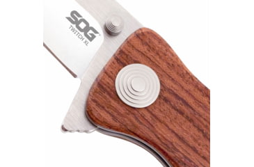 Image of SOG Specialty Knives &amp; Tools Twitch XL Folding Knife, 3.25in, AUS-8 Blade, Drop Point, Brown, Rosewood Handle, Silver, SOG-TWI24-CP
