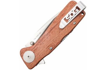 Image of SOG Specialty Knives &amp; Tools Twitch XL Folding Knife, 3.25in, AUS-8 Blade, Drop Point, Brown, Rosewood Handle, Silver, SOG-TWI24-CP