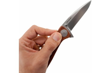 Image of SOG Specialty Knives &amp; Tools Twitch XL Folding Knife, 3.25in, AUS-8 Blade, Drop Point, Brown, Rosewood Handle, Silver, SOG-TWI24-CP