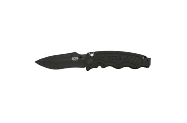 Image of SOG Specialty Knives &amp; Tools Zoom Mini Knive, 3.15in AUS-8 Stainless Steel Blade, Aluminum Black Handle, Aluminum TiNi, ZM1002