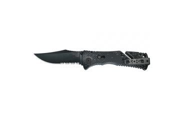Image of SOG Trident Partially Serrated Black TiNi Folding Knife, Clam Pack, TF1-CP