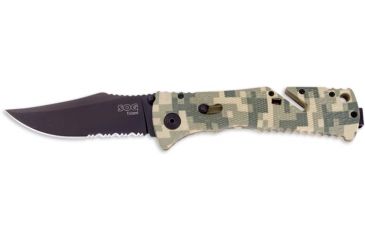 Image of SOG Trident Knife w/ PS Fold, 3.75in. Steel Blade and Digi Camo Grooved Handle, Black TiNi Finish, JBT-TF10-CP