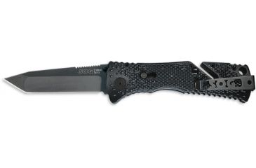 Image of SOG Trident Tanto Knife w/ SE Fold, 3.75in. Steel Blade and Green Handle, Black TiNi Finish, TF7-CP
